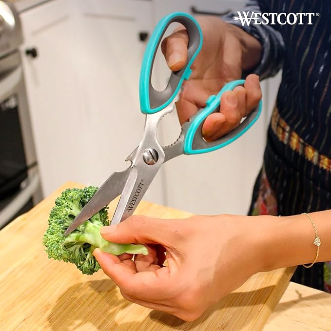 Westcott Titanium-Bonded Kitchen Shears 4pk, Durable and Versatile Scissors with Soft Handle for Precise Cutting, Ideal for Cooking
