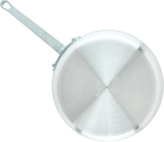 Winco 5 qt Aluminum Heavy-Duty Sauce Pan | Tapered sides, Heavy-duty, Riveted handle, Hanging hole, Great for Cooking and Food Preparation