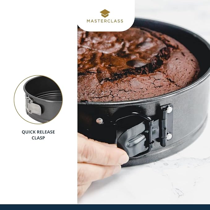 Kitchen Craft Master Class Non-Stick 20cm/8" Springform Round Cake Pan Tin KCMCHB19 | Spring-loaded mechanism ensures effortless bakes release, with reliable everyday performance for commercial kitchens.