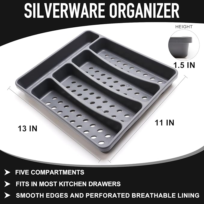 21Pcs Stainless Steel Gold Silverware Set with Organizer Eating Utensil Set | Heavy Duty Kitchen Dish Cutlery Sets for 4 Forks Spoons and Knives Set Tableware Dinnerware Flatware Set Dishwasher Safe