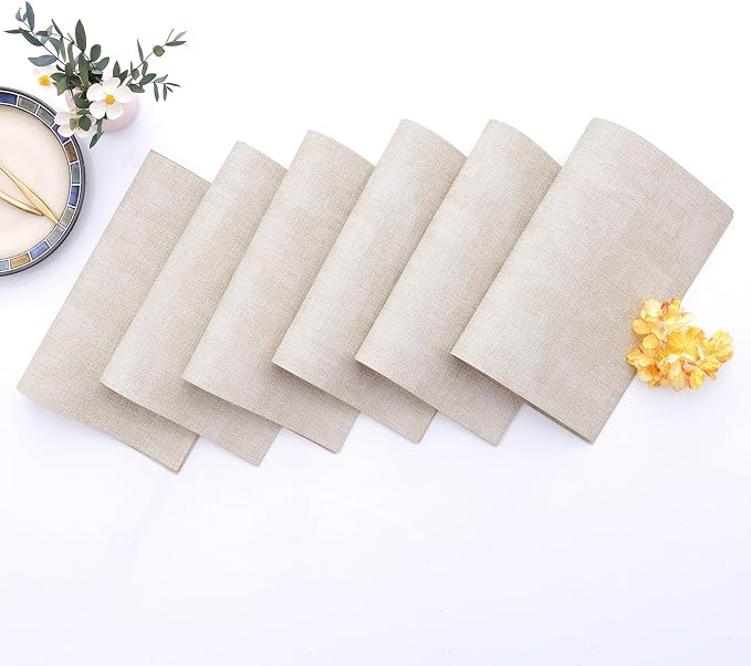 Homaxy PU Faux Leather Placemats for Dining Table, Set of 6, Beige | Waterproof Wipeable Washable Table Mats, Easy to Clean Anti-Slip Place Mats, 11.8" x 17"