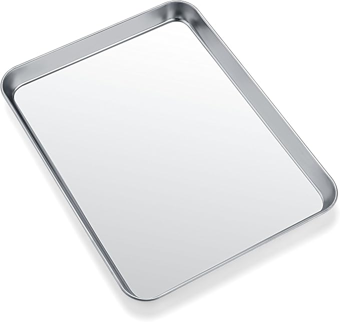 Baking Sheets for Oven, Stainless Steel Cookie Sheet Baking Pan Toaster Oven Tray 10 x 8 x 1 Inch, Easy Clean & Non-stick & Dishwasher Safe