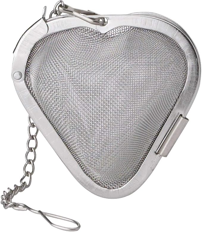 HIC Kitchen Tea Infuser, Heart-Shaped, 18/8 Stainless Steel Mesh, For Loose Leaf Tea and Mulling Spices