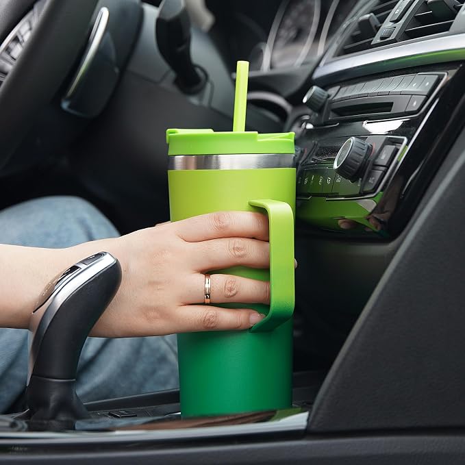 BJPKPK 18oz Insulated Tumbler with Handle, Lid & Straw, Stainless Steel | Double Wall Vacuum Insulated Coffee Travel Mug - Keeps Cold & Hot, BPA Free, Cupholder Fit for Office, Gym & Travel