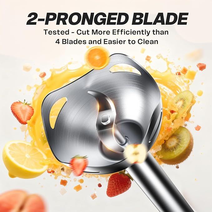 Turelar Immersion Blender Corded 400W, 2 Speed, Emulsifier, Blend, BPA-Free | Hand Blender Stick Mixer, Ergonomic Handle, Stainless Steel Blades, Effortless Blending for Soup, Smoothies, Puree, Baby Food