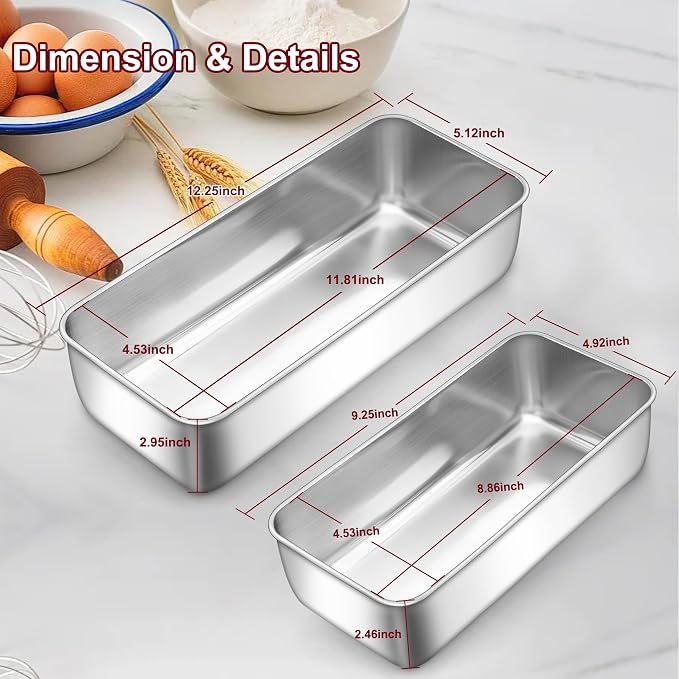 LIANYU 2 Pack Bread Loaf Pans, 1 Large (12x5 Inch) & 1 Medium (9x5 Inch)