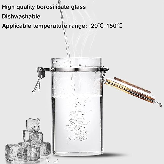 Coffee Canister with Shelf: 2P 45OZ Glass Airtight Coffee Holder | Large Capacity Coffee Container w/Acacia Scoop - Kitchen Food Storage Jar for Ground Coffee/Tea/Sugar/Cereal/Nuts/Coffee Bar