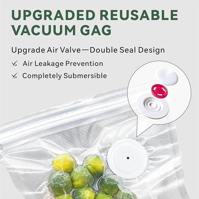 Reusable Vacuum Sealer Bags for Food 60Pcs (S/M/L), BPA-Free Sous Vide Bags for Microwave Heating, Cooking and Freezer Storage, Compatible with Most Handheld Sealers and Vacuum Sealer Machines