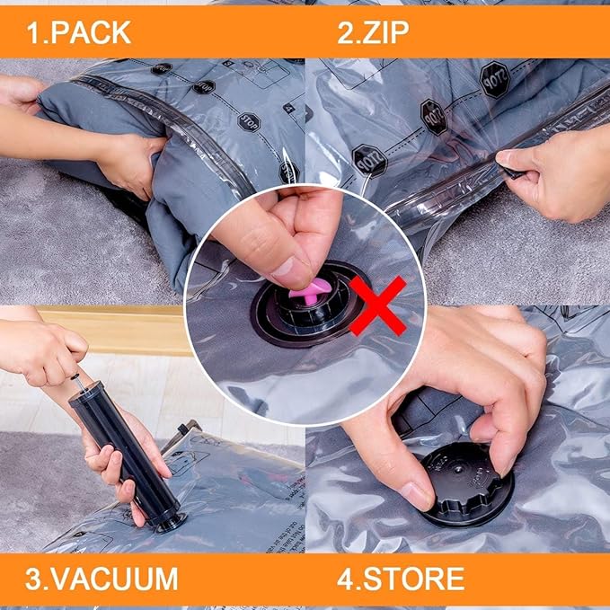GONGSHI Vacuum Storage Bags, Space Saver Seal Bags For Clothing, Travel Luggage,Blankets, Comforters, Pillows, Clothes Storage.10 Medium