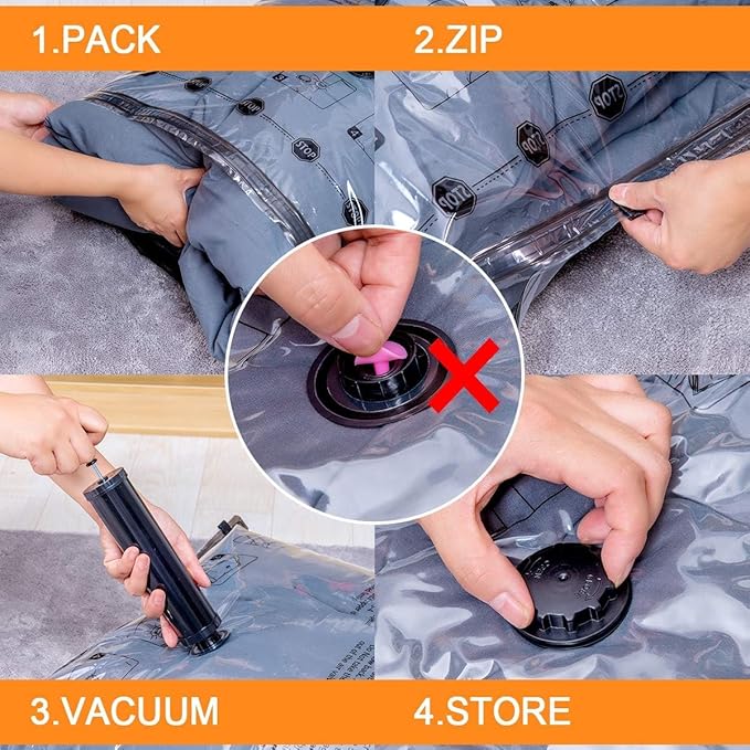 GONGSHI Vacuum Storage Bags, Space Saver Seal Bags For Clothing, Travel Luggage,Blankets, Comforters, Pillows, Clothes Storage.12 Jumbo