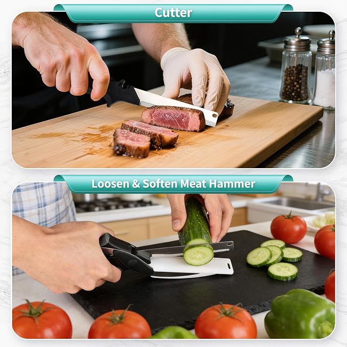 Professional 8-Inch Kitchen Shears with Built-in Cutting Board - Multi-Purpose Kitchen Scissors for Vegetables, Meat, and Ingredient Prep