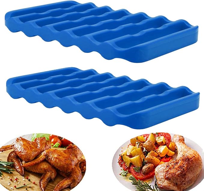 2 Pack Silicone Roasting Racks Non Stick Easy-Clean Cooling Rack for Cooking Baking Steaming (2pack-blue)