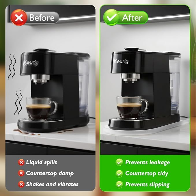 Silicone Coffee Mat,15.8"x 11.8"in Bar Mat for Countertop,Heat-Resistant,Non-Slip,Leak-Proof,Fit for Coffee Maker/Espresso Machine-Translucent