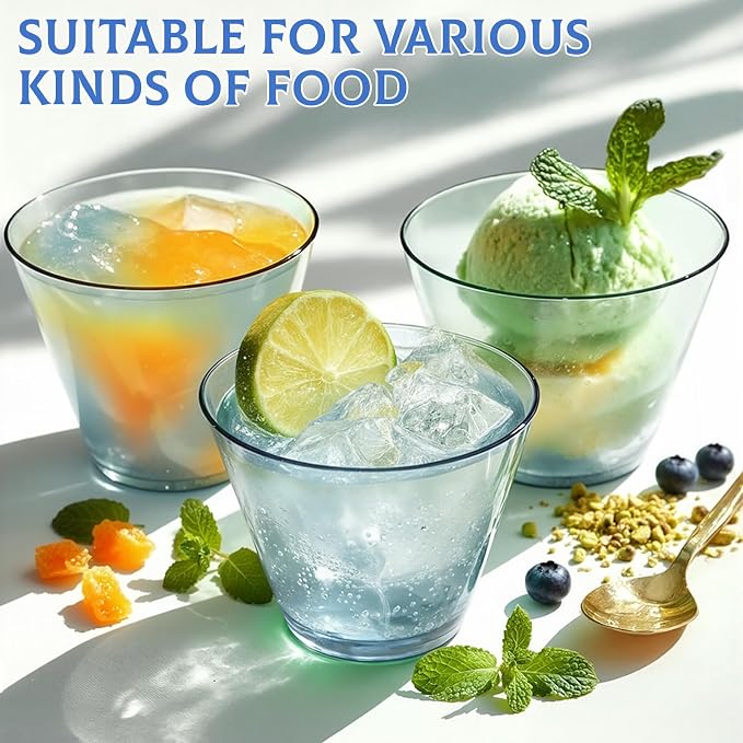 Glowserve 9 OZ Blue Disposable Plastic Cups Cocktail Cup 150 Pack | Fancy Cocktail Cup,Stemless Wine Glass,Wedding Wine Glasses,Graduation Birthday,World Cup,Party Essentials