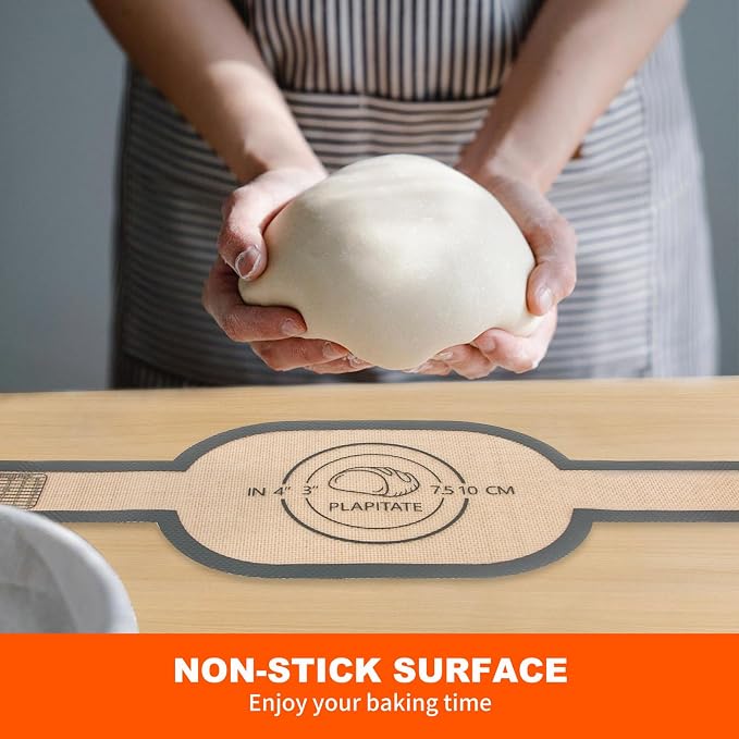 PLAPITATE Silicone Bread Sling Dutch Oven Liner, Non-Stick & Easy Clean Reusable Oval Silicone Baking Mat with Long Handles, Easy to Transfer Sourdough - 2 Gray Set