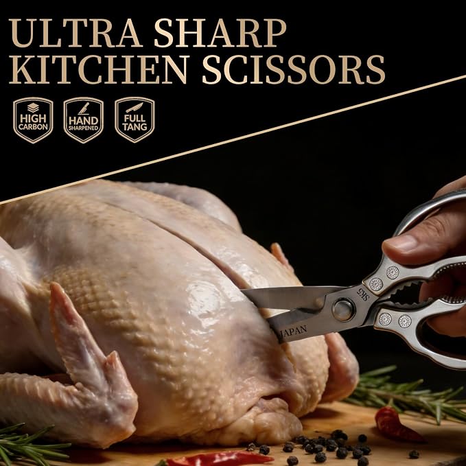 Kitchen Scissors, All Purpose Kitchen Shears for Food, Japanese Heavy Duty Poultry Shear Dishwasher Safe Food Scissor Set, Meat Cutting Scissors Chicken Shears, Gifts for Men Women