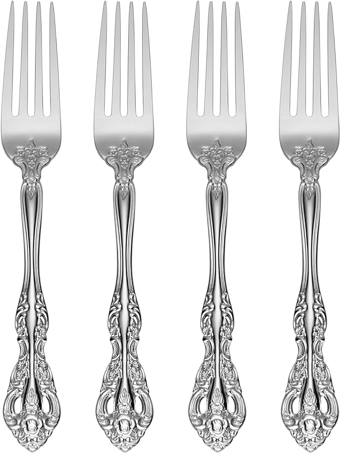 Oneida Michelangelo Dinner Forks Silverware Set for 4, Flatware | mirror finish, dishwasher safe | cutlery set for kitchen and dining, utensil set, heavy duty, kitchen essentials