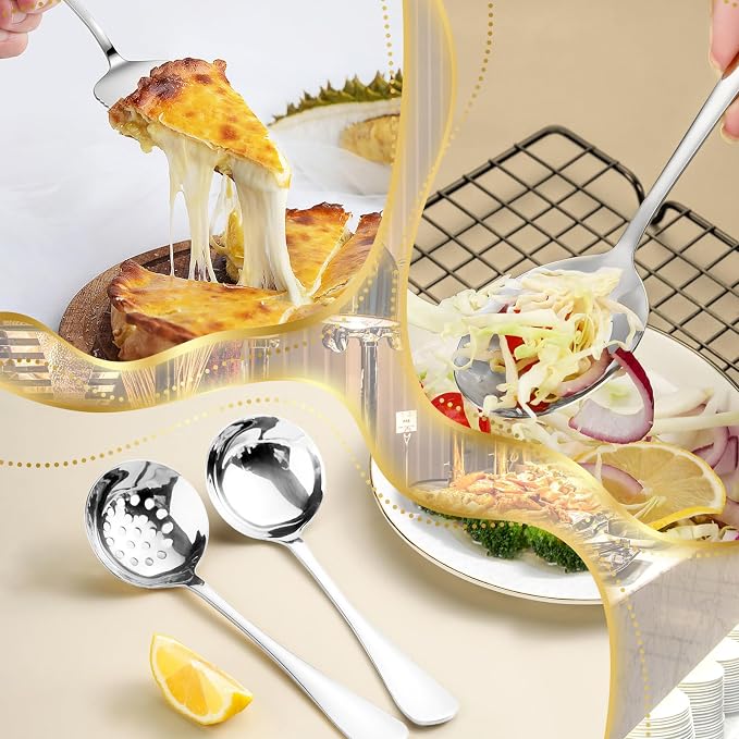 Serving Utensils Set, 20-Piece Stainless Steel Buffet Serving Spoons and Forks for BBQ, Catering, Parties, Weddings, Family Gatherings - Silver