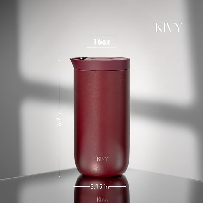 KIVY Travel Coffee Mug Tumbler [24h Cold | 6h Hot] Insulated Coffee Tumbler Stainless Steel - Leak Proof Coffee Travel Mug - 16oz Insulated cup to go for hot & cold drinks - Cups for Women & Men