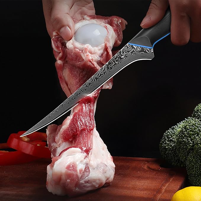 Fillet Knife 7 Inch, 67-Layer Damascus Steel Boning Knife with G10 Handle | Damascus Filet Knife for Fish with Ergonomic Full-Tang Handle, Ultra Sharp Fish Fillet Knife for Slicing - Zeus Series