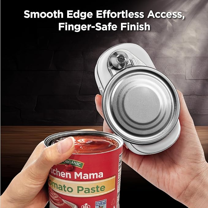Kitchen Mama Orbit One Rechargeable Electric Can Opener, White | Hands-free, USB-C Charging, Automatic Stop, Smooth Edge, Storage Box