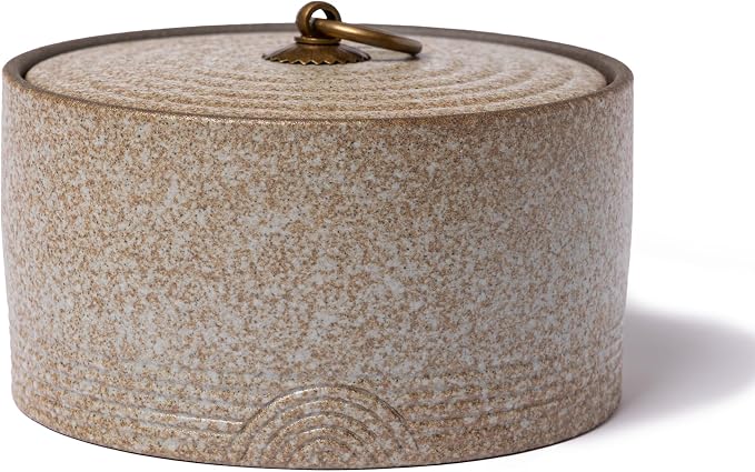 Ceramic Canister,16.9 Oz /500ml Clay Food Storage Jar -Stone White | Easy Open Anti-caking jar for Salt, Sugar,Tea,Coffee Beans,Herb,Candy,Spices,Nuts