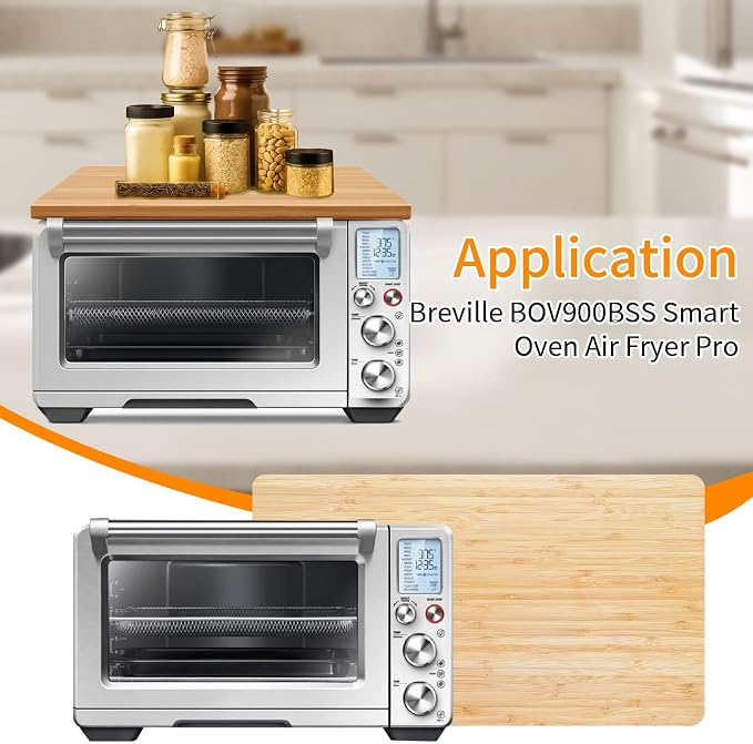 Cutting Board Compatible with Breville BOV900BSS, Emeril Lagasse Everyday 360 & COSORI CO130 Oven, Create Extra Storage & Prevent Cabinets from Heat Damage, Bamboo Top with Non-Slip Feet