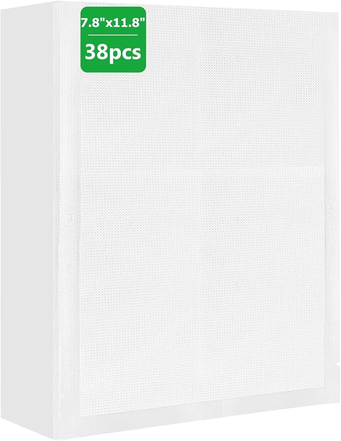 Vacuum Sealer Bags 38 PCS, 7.8" x 11.8" BPA Free Commercial Grade | Textured Vacuum Sealing Bags, Heavy Duty for Food Storage Meal Prep or Sous Vide Cooking