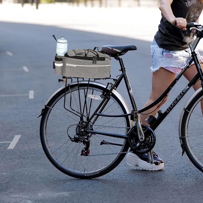 RAYMACE Bike Rear Rack Bag, Bike Trunk Cooler Bag | Bicycle Pannier for Warm or Cold Items(Grey)
