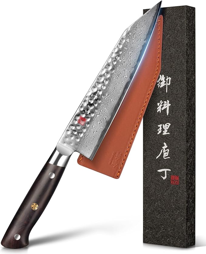 Japanese Chef Knife Kitchen Knife with 67 Layers Damascus Steel AUS-10 Core, Professional Damascus Knife with Full-Tang Ebony Wood Handle and Premium Gift Box (8.27 Inch Kiritsuke Knife)