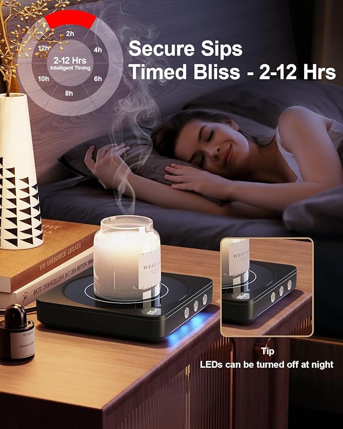 Mug Warmer - 36W Coffee Mug Warmer for Desk with Temperature Display, 2-12Hrs Auto Shut Off, Smart Candle Warmer - Ideal Coffee Gifts Accessories Keep Beverages Coffee Warmer