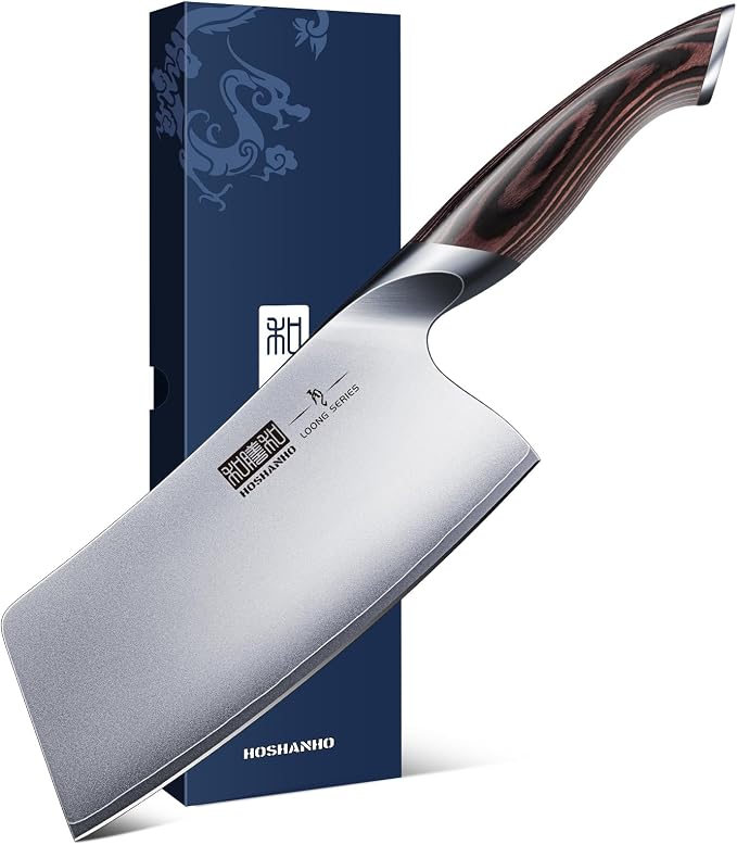 HOSHANHO Cleaver Knife 7 Inch, Ultra Sharp Vegetable Meat Chopper Knife | Japanese High Carbon Steel Chopper Butcher Knife, Multifunction Cooking Knife for Home Kitchen and Restaurant