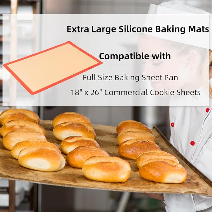 AMYONE Silicone Baking Mat for Full Size Sheet Pan, Platinum, 18x26" Large | Food Grade Silicone for Cookies/Pastries/Chicken/Vegetables; Fits Standard Full Baking Pans; Nonstick, Easy Clean, Reusable