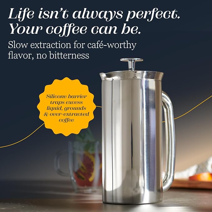 ESPRO P7 French Press, 18oz, Polished, Stainless Steel Coffee Maker | Double Filter Coffee Press, Grit-Free Coffee, Heat Resistant Insulated tea Press, Easy Hot and Cold Coffee Brewer, Tea Brewer