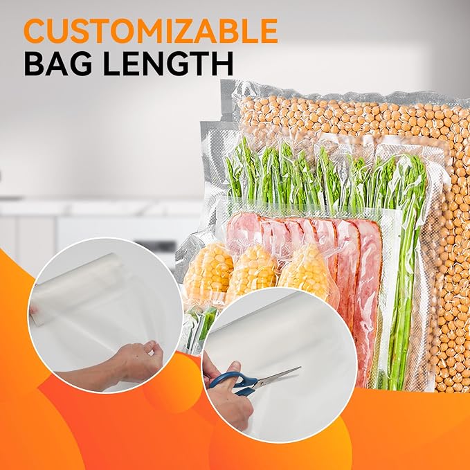 Wevac Vacuum Sealer Rolls Bags, 6 Pack 3 Rolls 11" x 20' + 3 Rolls 8" x 20' | BPA Free, Commercial Grade,Custom Length, Different Sizes Food Saver Bags Rolls,Textured Surface, Sous Vide Cooking