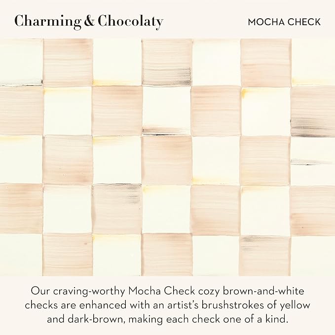 MACKENZIE-CHILDS Everyday Bowl, Extra Small, Brown-and-White Mocha Check | Hand-painted design, made from enameled steel, decorative serving bowl, 6" dia. x 2" H, 2-cup capacity