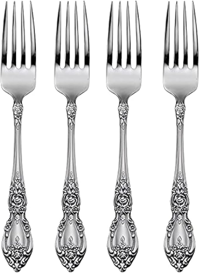 Oneida Wordsworth Dinner Forks Silverware Set for 4, Flatware | mirror finish, dishwasher safe | cutlery set for kitchen and dining, utensil set, heavy duty, kitchen essentials