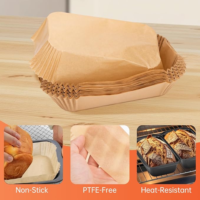 100 Pcs Loaf Pan Liners for Baking Bread 9x5 Inch, Non-Stick Pre Formed Parchment Paper for Bread Pan, Ideal Disposable Loaf Breads Liners for Baking Toast, Cakes, Banana Breads, Brown