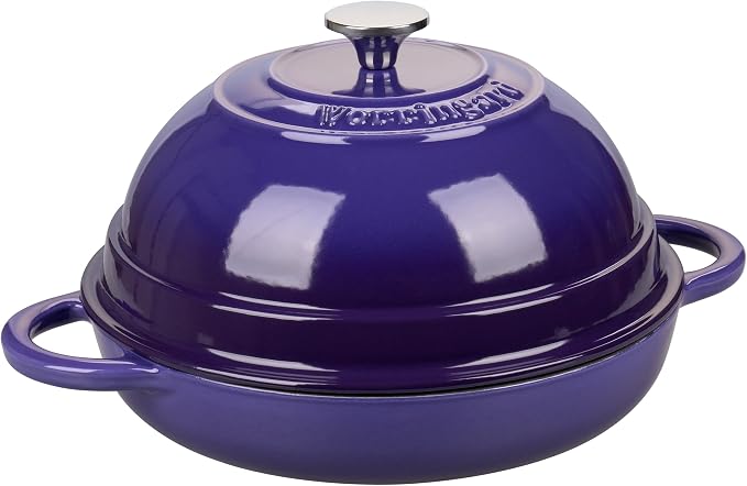 Cast Iron Enameled Dutch Oven Pot with Lid for Bread Baking, Bread Oven, 6 Quart, Purple