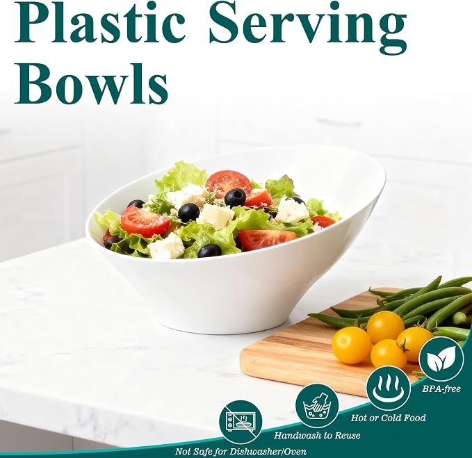 Bestluck 20 Oz White Plastic Party Bowls, 12 Pack | Disposable Snack Bowls for Chips, Candy, Salad, Snacks & Fruit, Perfect for Parties, Buffets & Everyday Use