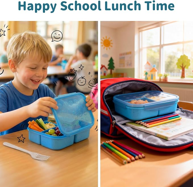 MISS BIG® Bento Lunch Box for Kids, 1150ml, 3 Compartments, Nile Blue | Nile blue kids bento box for school lunch, daycare food, snack portions, picnic, and travel meals.