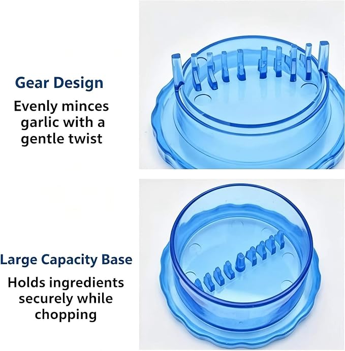 2PCS Manual Garlic Twister and Ginger Mincer Tool, Manual Garlic Twister and Mincer, Garlic Crusher, Garlic Grinder, Compact Garlic Mincer Tool, Ginger, Herbs (White+Bule)