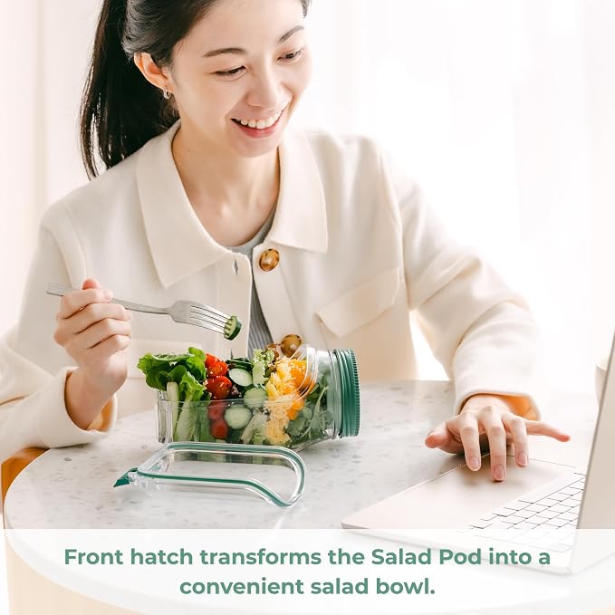 Prepara The Original Salad Pod, 4.5 Cups, Green | BPA-Free, Ideal for Meal Prep & Salads, 4.5-Cup Pod with 2.5 oz Dressing Capsule