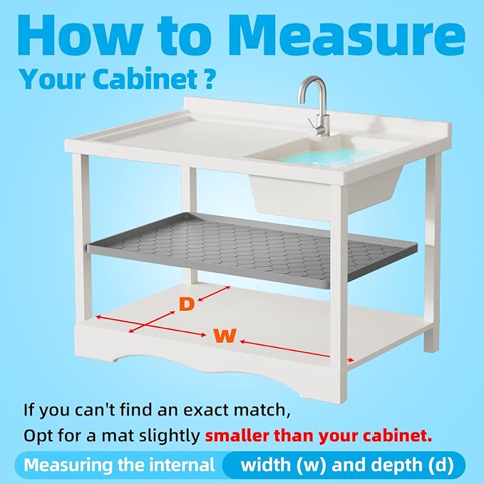Winisok Waterproof Under Sink Mat 28" x 19", Silicone Mat, Black | Raised Edge Traps Spills & Leaks, Shelf Liner, Cabinet Protector, for Kitchen, Bathroom, Boots, Pets, Home Essentials