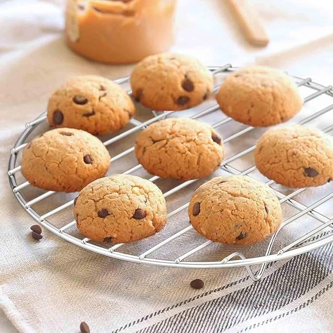 TeamFar Round Cooling Rack Set of 2, 7½ Inch | Round Baking Steaming Roasting Rack Set Stainless Steel, Healthy & Dishwasher Safe, Mirror Finish & Rust Free