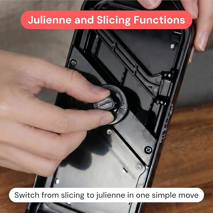 Fullstar - Handheld Mandoline Vegetable Slicer & Julienne Cutter | 2 in 1 Onion, Veggie & Fruit Slicer, 4 Thickness Settings with Finger Guard for Easy & Safer Slicing (Stainless Steel)