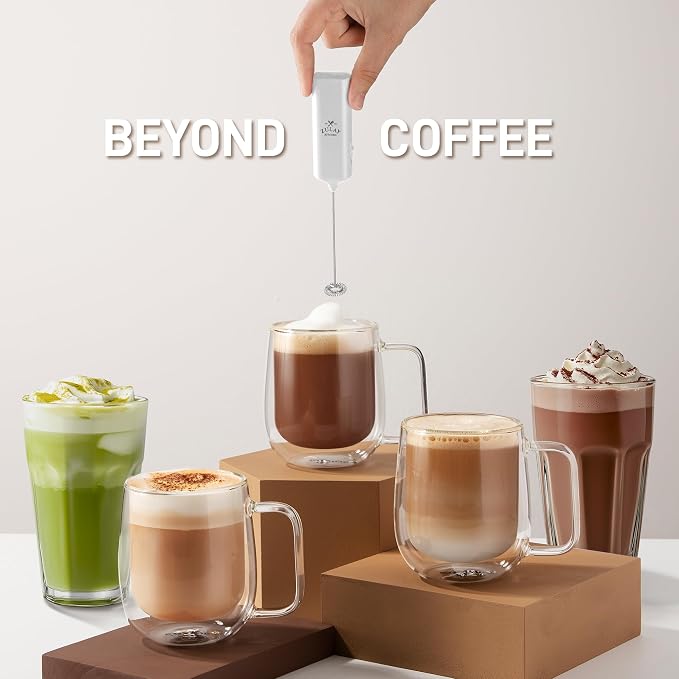 Mini & Mighty Milk Frother Wand – Powerful Handheld Coffee Frother, Battery Operated Drink Mixer – Compact Pocket Size – Detachable Whisk for Latte, Cappuccino, Matcha, Hot Chocolate