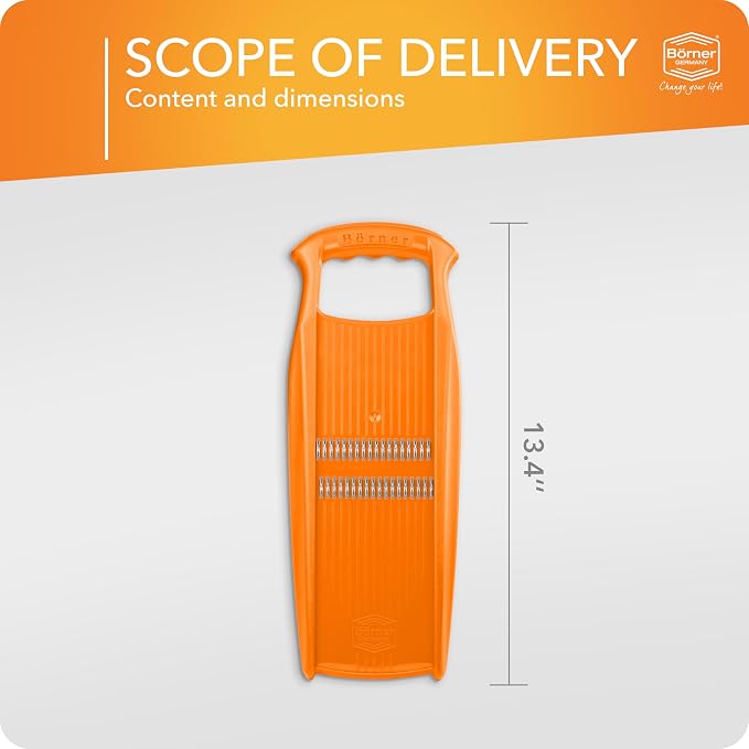 BORNER Roko PowerLine | Vegetable Grater Börner - Quality Made in Germany, Color:Orange