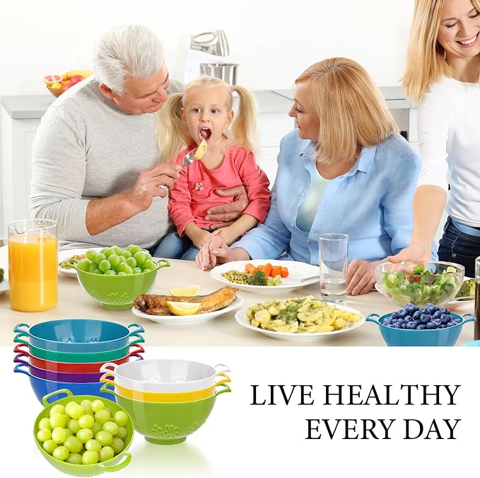 4 Pack Small Colander Bowls, Berry Fruit Washing Mini Strainer | Easy Berry Prep, Right Size for Fruit, Wash & Drain, Color Variety, Dishwasher Safe, Blueberries, Strawberries & Grapes