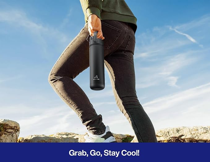 POWCAN 26 oz Insulated Water Bottle with 2-in-1 Straw and Spout Lid, Keep Cold 24H, Leak-Proof, Fits in Car Cup Holder, Stainless Steel Water Bottle for Gift, Art Studio & Daily (Sunward Glow)